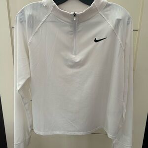 Nike Womens Victory Half Zip Tennis Top - White Sz Lg